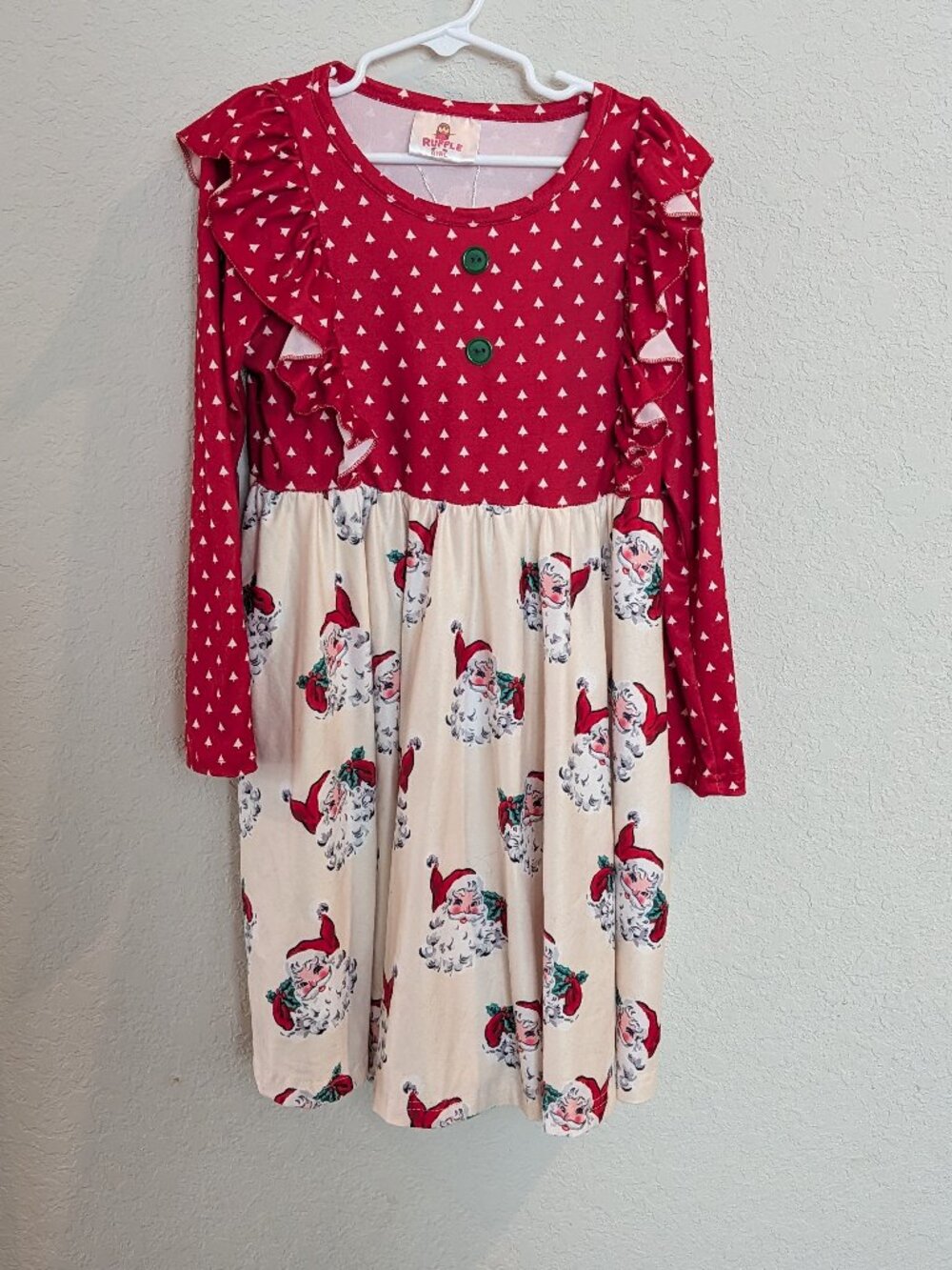 Ruffle Girl Santa Christmas Dress Size 8